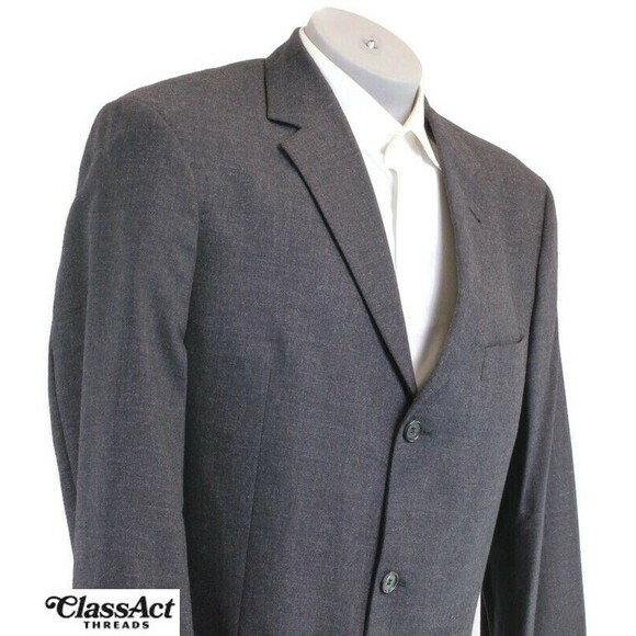 Hugo Boss Size Charcoal Men Wool Blend Suit Jacket Blazer Sport Coat 42L - Picture 2 of 9